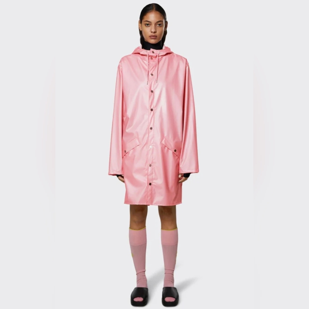 Rains Pink Raincoat - same style Ariana Grande wore on Wicked set